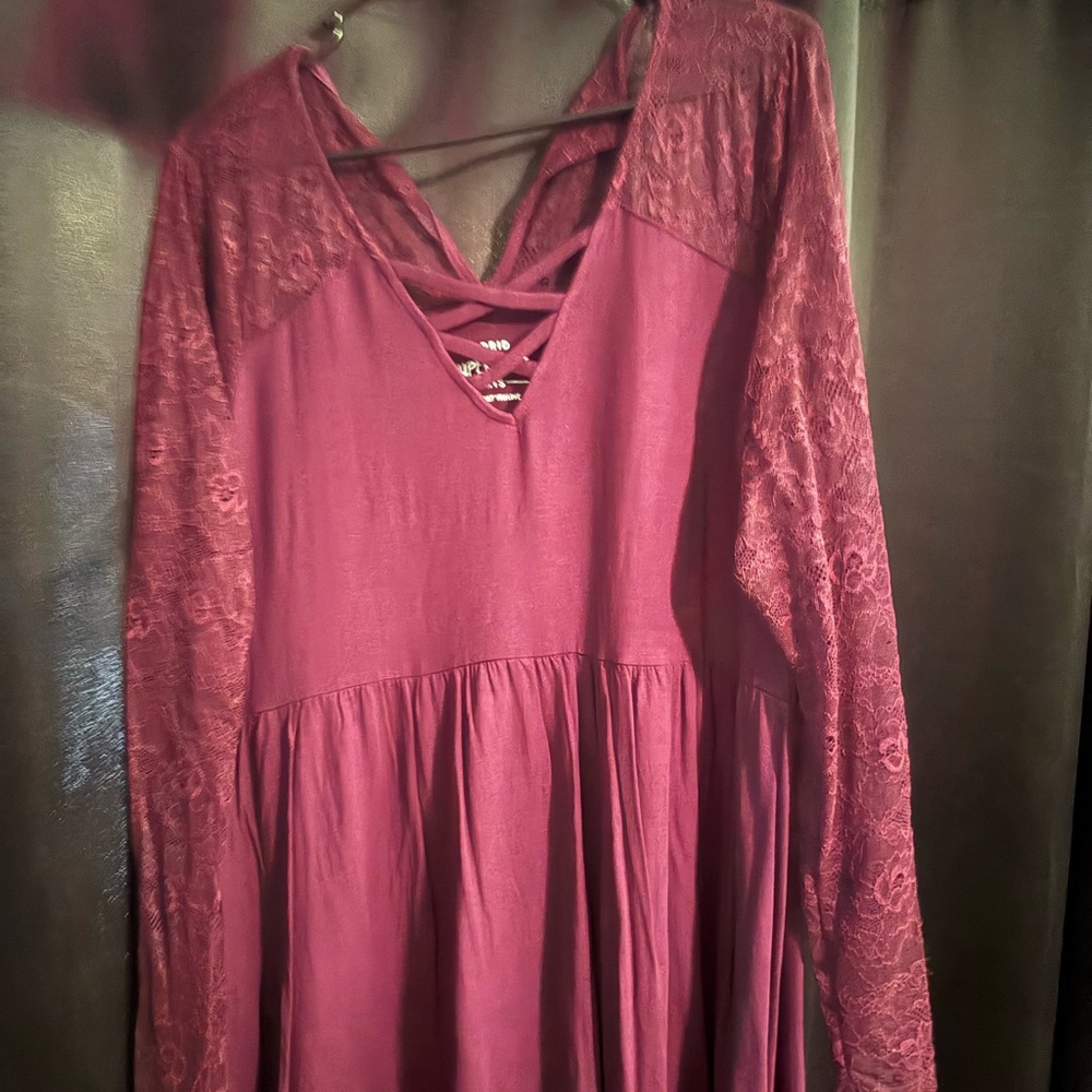 Torrid Deep Burgundy Lace Knit Top